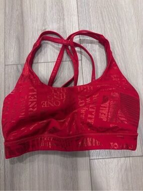 lululemon athletica Red Metallic-Print Strappy Sports Bra